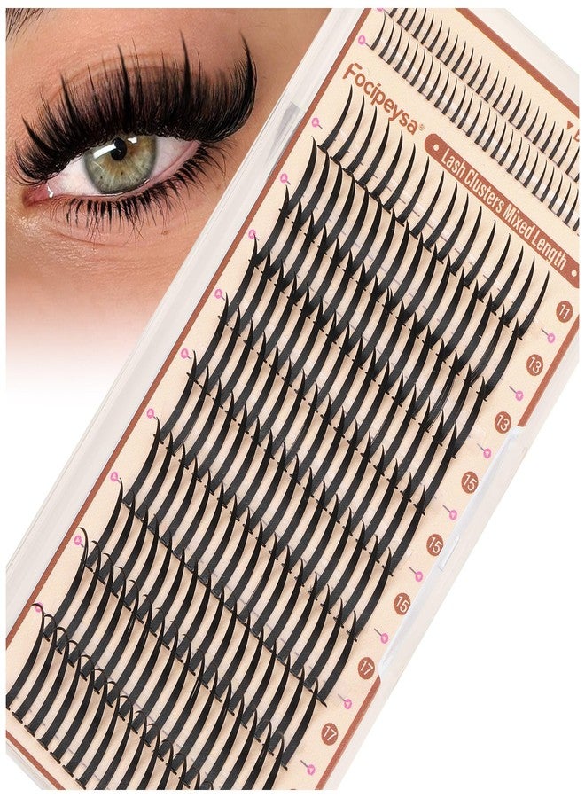 Focipeysa Spike Clusters Eyelashes with Bottom Lashes 11-21mm Clusters Lash Extensions Manga Premade Fan Eyelashes Extensions Wispy Eyelashes Extension Cluster Get Salon Effect - Image 1